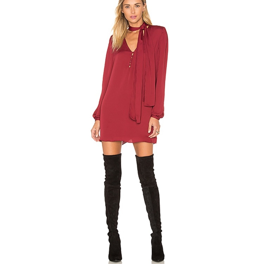 L’Academie | Maroon REVOLVE 70s Dress in Cabernet - Picture 7 of 7